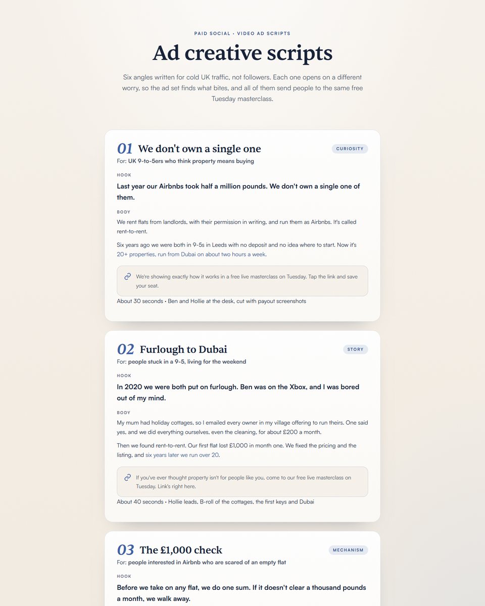 Ad creative scripts preview