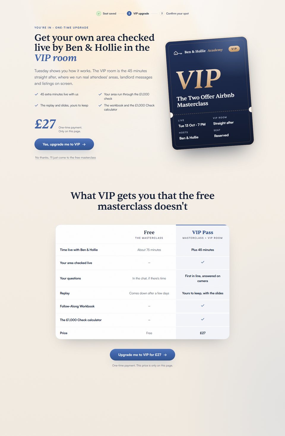 VIP upgrade page preview